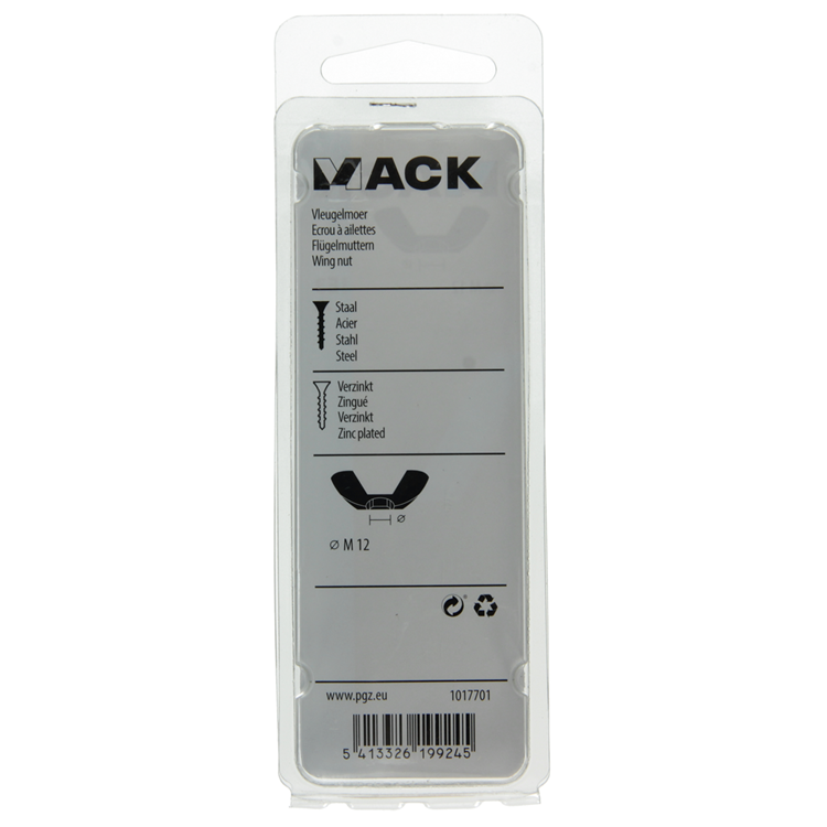 Afbeelding laden in galerijviewer, Mack 1017701 - vleugelmoer staal verzinkt 2 st m12 | 5 stuks