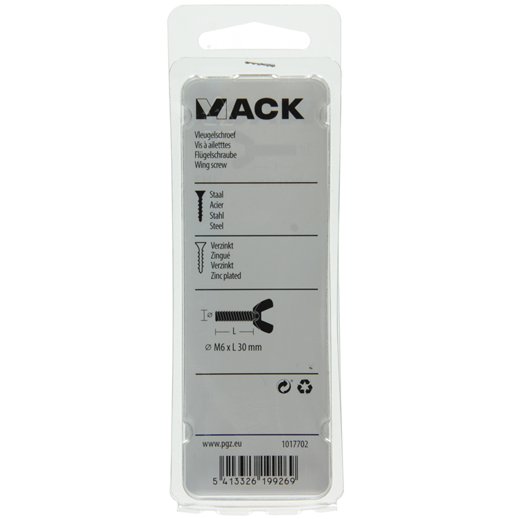 Afbeelding laden in galerijviewer, Mack 1017702 - vleugelschroef geelverzinkt 3 st m6 x 30 mm | 10 stuks