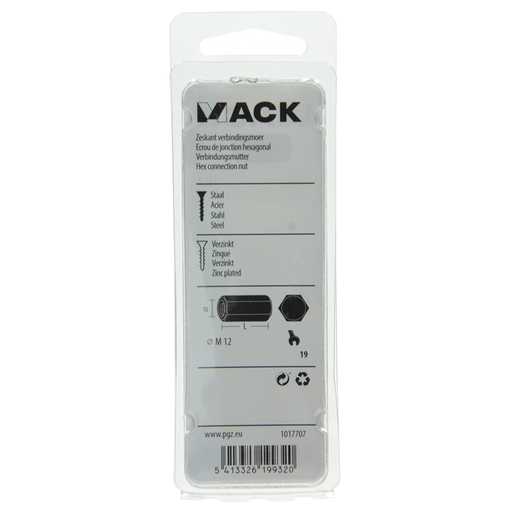 Afbeelding laden in galerijviewer, Mack 1017707 - zeskant verbindingsmoer verzinkt 1 st m12 | 5 stuks