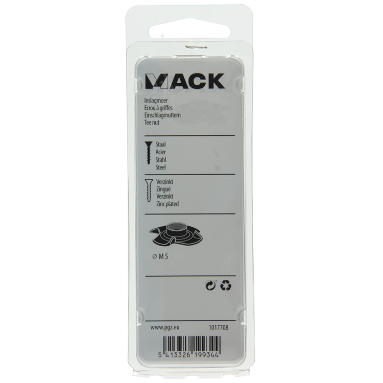 Afbeelding laden in galerijviewer, Mack 1017708 - inslagmoer staal verzinkt 4 st m5 | 10 stuks
