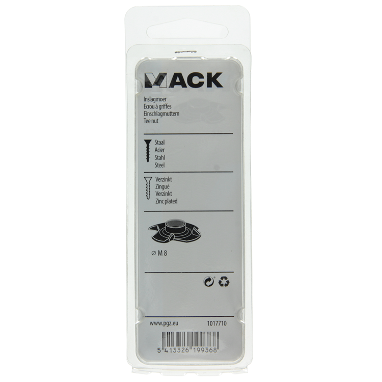 Afbeelding laden in galerijviewer, Mack 1017710 - inslagmoer staal verzinkt 4 st m8 | 10 stuks