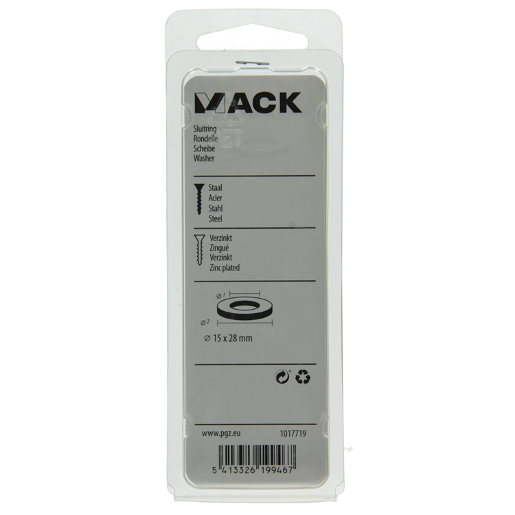 Afbeelding laden in galerijviewer, Mack 1017719 - sluitring staal verzinkt 8 st 15 x 28 mm | 10 stuks