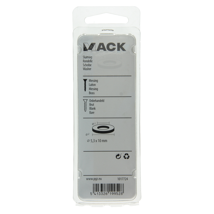 Afbeelding laden in galerijviewer, Mack 1017724 - sluitring messing 12 st 5,3 x 10 mm | 10 stuks
