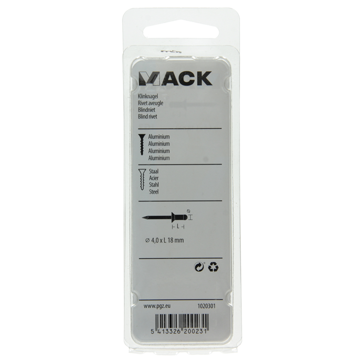 Afbeelding laden in galerijviewer, Mack 1020301 - 22 blindnieten alu 4,0x18mm | 5 stuks