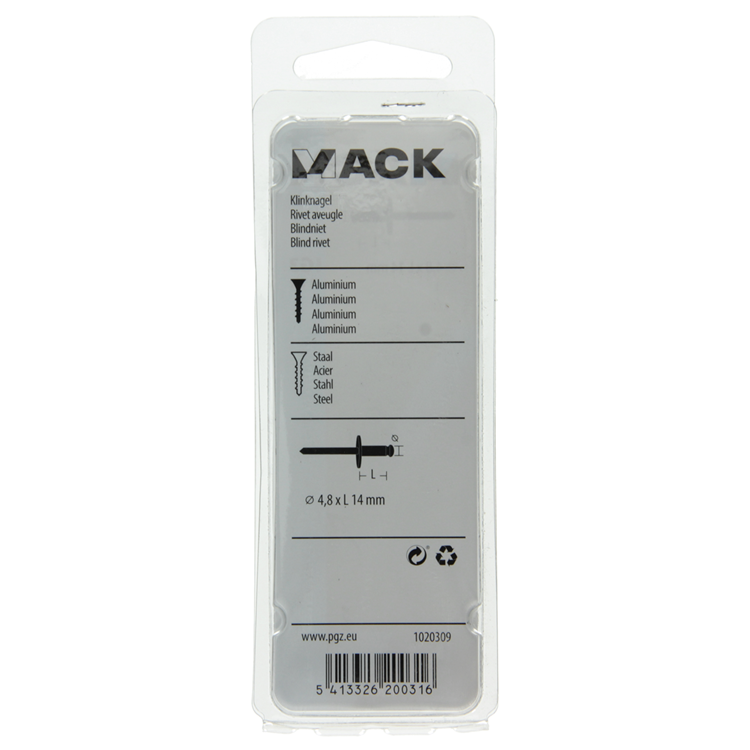 Afbeelding laden in galerijviewer, Mack 1020309 - 11 blindnieten alu brede kop 4,8x14mm | 5 stuks