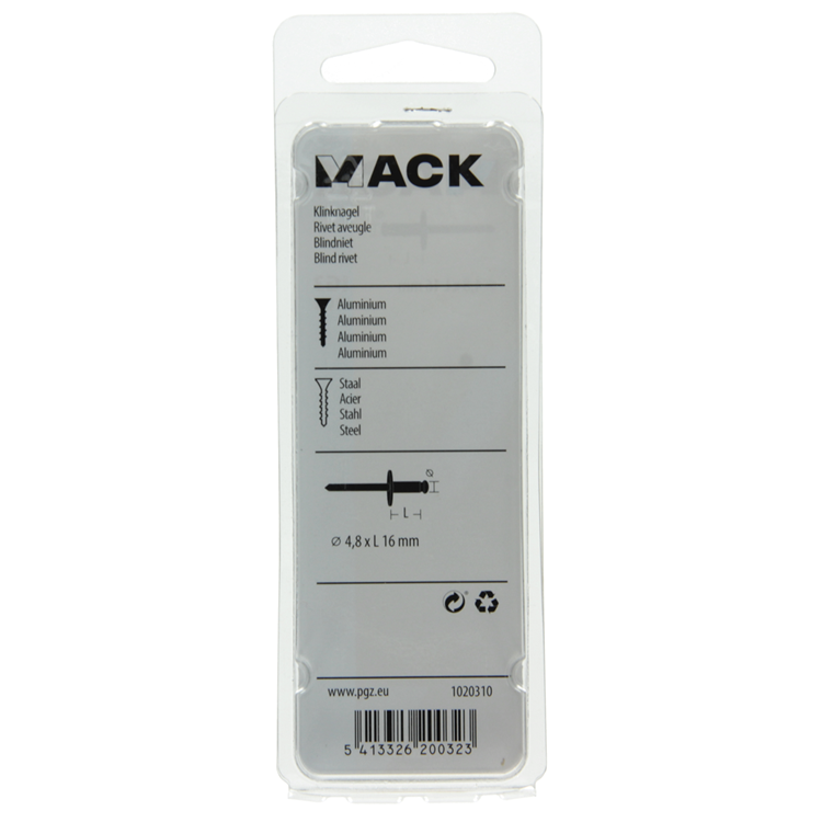 Afbeelding laden in galerijviewer, Mack 1020310 - 10 blindnieten alu brede kop 4,8x16mm | 5 stuks