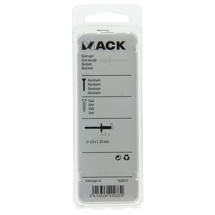 Afbeelding laden in galerijviewer, Mack 1020311 - 9 blindnieten alu brede kop 4,8x20mm | 5 stuks