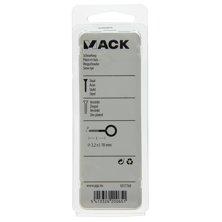Afbeelding laden in galerijviewer, Mack 1017768 - schroefoog staal verzinkt 20st 2,2 x 10 mm | 10 stuks