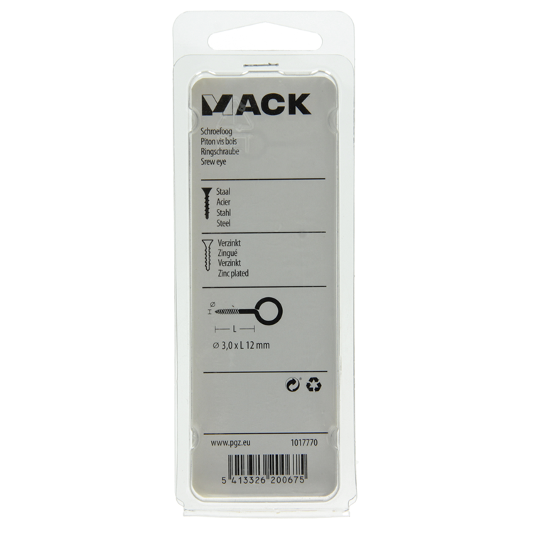 Afbeelding laden in galerijviewer, Mack 1017770 - schroefoog staal verzinkt 15st 3,0 x 12 mm | 10 stuks