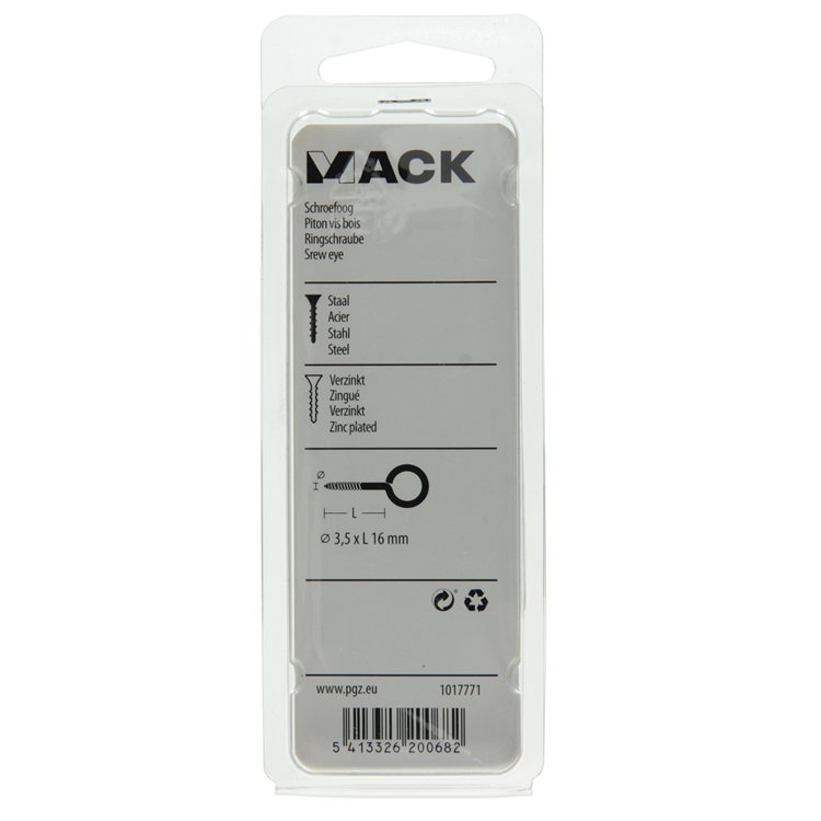 Afbeelding laden in galerijviewer, Mack 1017771 - schroefoog staal verzinkt 12st 3,5 x 16 mm | 10 stuks