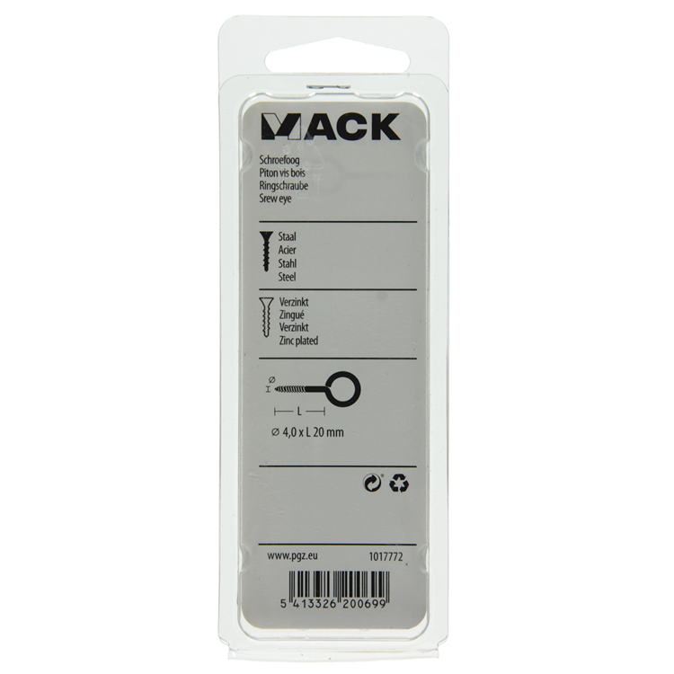 Cargue la imagen en el visor de la galería, Mack 1017772 - schroefoog staal verzinkt 10st 4,0 x 20 mm | 10 stuks