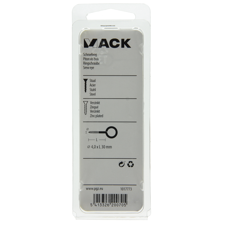 Afbeelding laden in galerijviewer, Mack 1017773 - schroefoog staal verzinkt 9 st 4,0 x 30 mm | 10 stuks