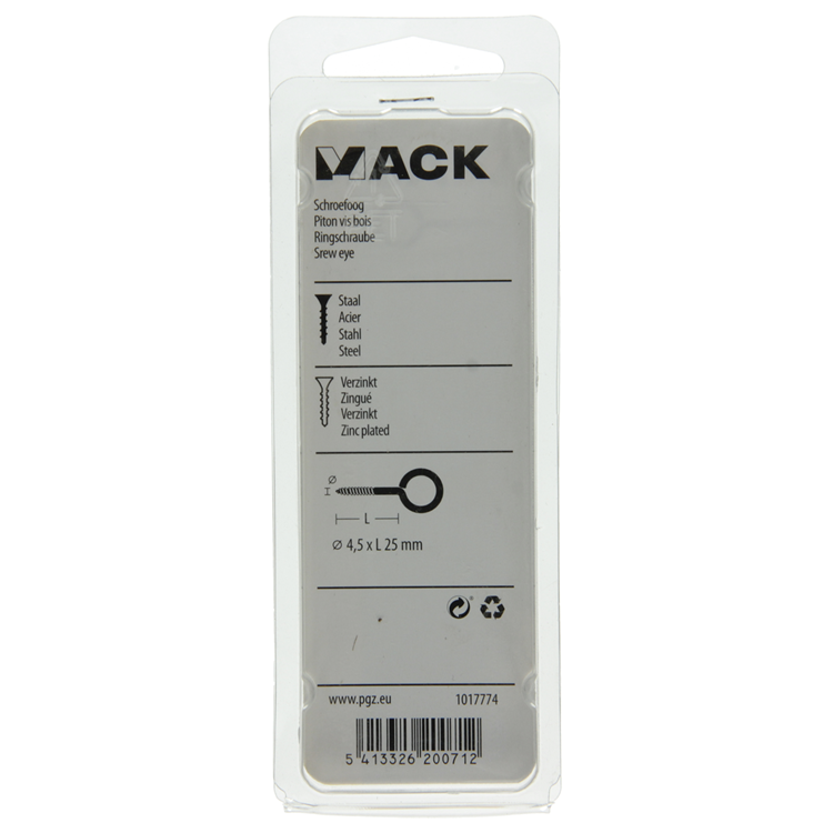 Afbeelding laden in galerijviewer, Mack 1017774 - schroefoog staal verzinkt 7 st 4,5 x 25 mm | 10 stuks