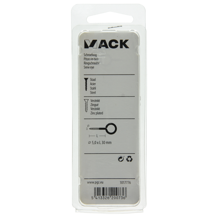 Afbeelding laden in galerijviewer, Mack 1017776 - schroefoog staal verzinkt 4 st 5,0 x 30 mm | 10 stuks