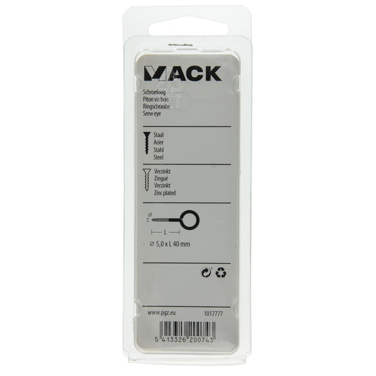 Afbeelding laden in galerijviewer, Mack 1017777 - schroefoog staal verzinkt 4 st 5,0 x 40 mm | 10 stuks