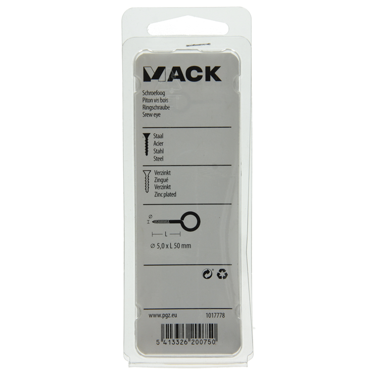 Afbeelding laden in galerijviewer, Mack 1017778 - schroefoog staal verzinkt 3 st 5,0 x 50 mm | 10 stuks