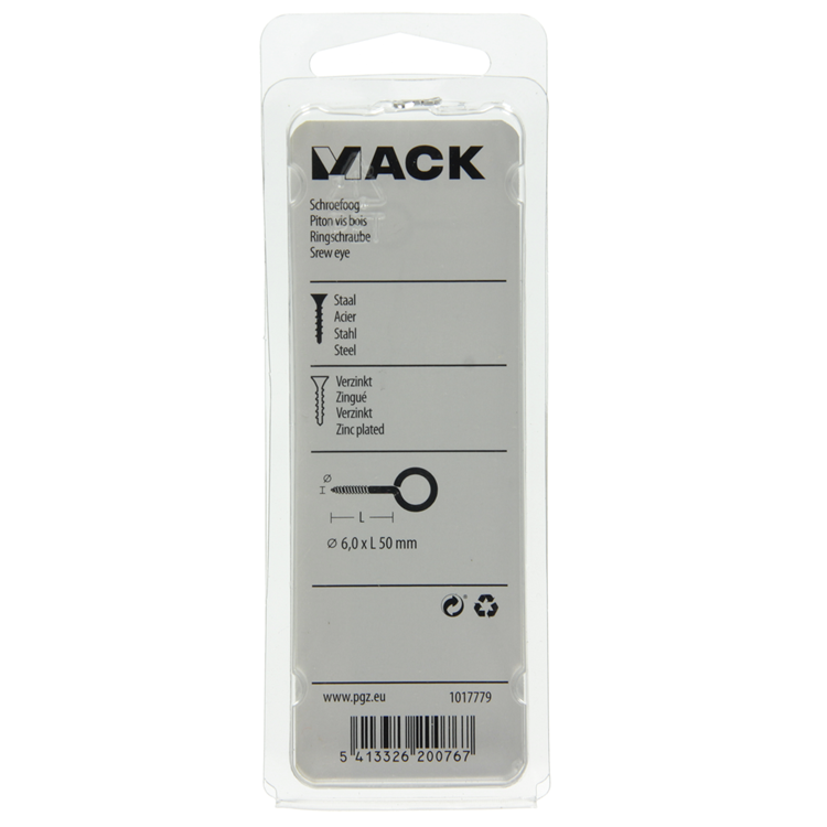 Afbeelding laden in galerijviewer, Mack 1017779 - schroefoog staal verzinkt 4 st 6,0 x 50 mm | 5 stuks