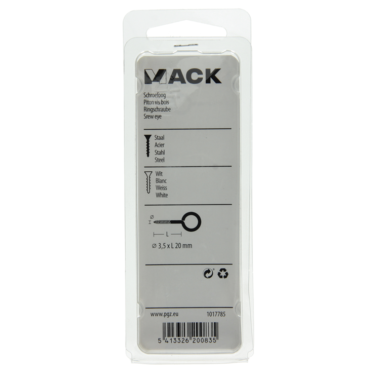 Afbeelding laden in galerijviewer, Mack 1017785 - schroefoog staal wit 5 st 3,5 x 20 mm | 10 stuks