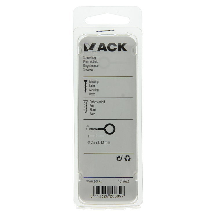 Afbeelding laden in galerijviewer, Mack 1019692 - schroefoog messing 6 st 2,5 x 12mm | 10 stuks