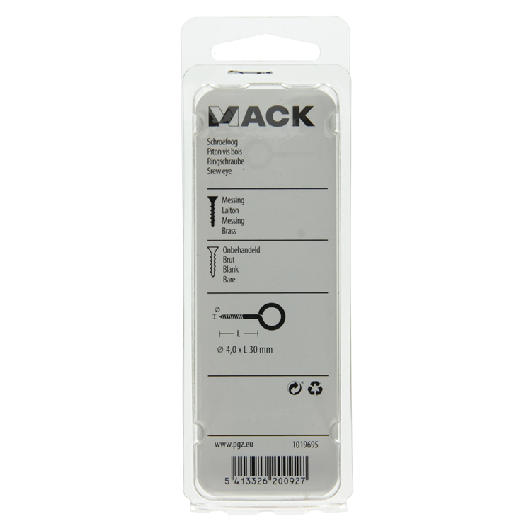 Afbeelding laden in galerijviewer, Mack 1019695 - schroefoog messing 2 st 4,0 x 30mm | 10 stuks