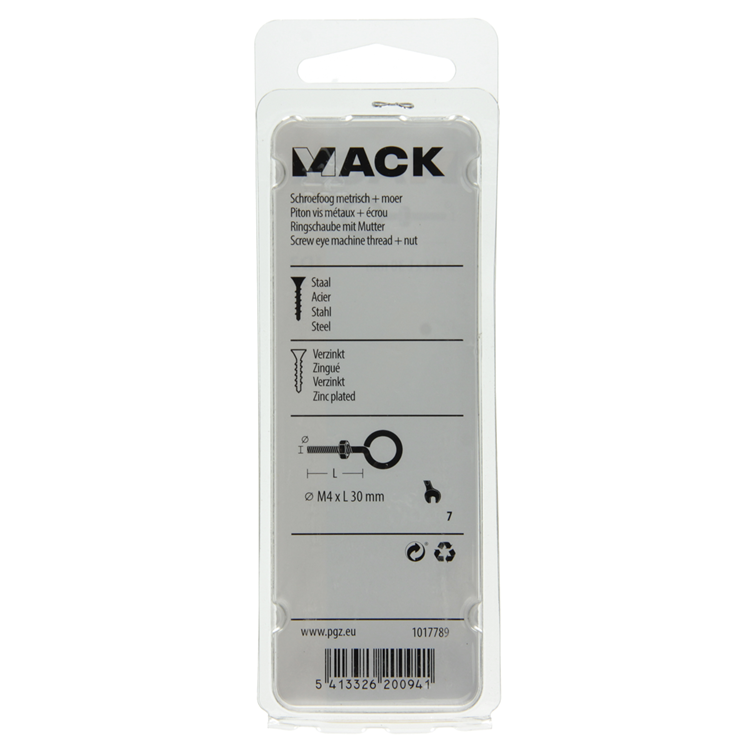 Afbeelding laden in galerijviewer, Mack 1017789 - schroefoog metrisch + moer verzinkt 5 st m4 x 30 mm | 10 stuks