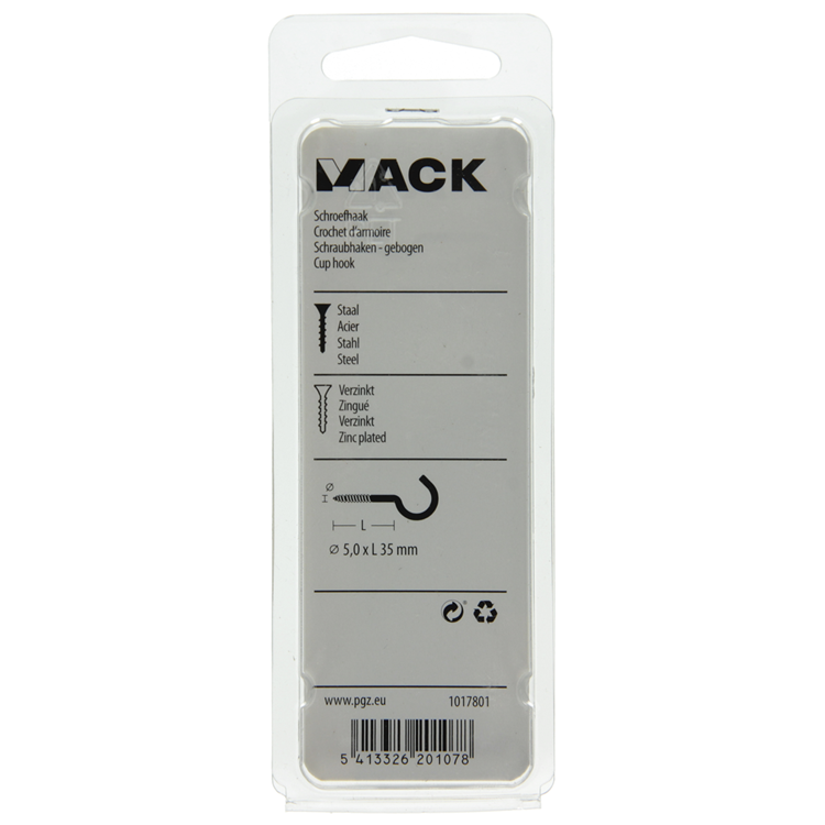 Afbeelding laden in galerijviewer, Mack 1017801 - schroefhaak staal verzinkt 4st 5,0 x 35 mm | 10 stuks