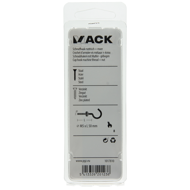 Afbeelding laden in galerijviewer, Mack 1017810 - schroefhaak metrisch + moer verzinkt 4st m5 x 50 mm | 10 stuks