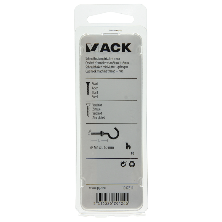 Afbeelding laden in galerijviewer, Mack 1017811 - schroefhaak metrisch + moer verzinkt 3st m6 x 60 mm | 10 stuks