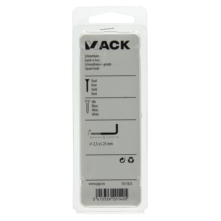 Afbeelding laden in galerijviewer, Mack 1017825 - schroefduim staal wit 8 st 2,5 x 25 mm | 10 stuks