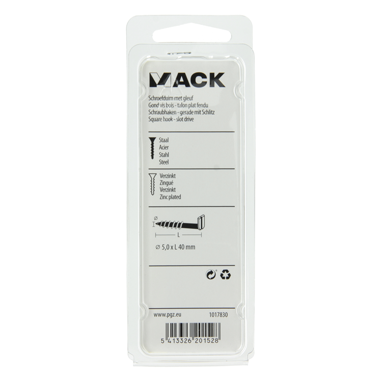 Afbeelding laden in galerijviewer, Mack 1017830 - schroefduim met gleuf staal verz. 5 st 5,0 x 40 mm | 10 stuks