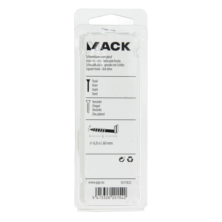 Afbeelding laden in galerijviewer, Mack 1017832 - schroefduim met gleuf staal verz. 4 st 6,0 x 60 mm | 10 stuks