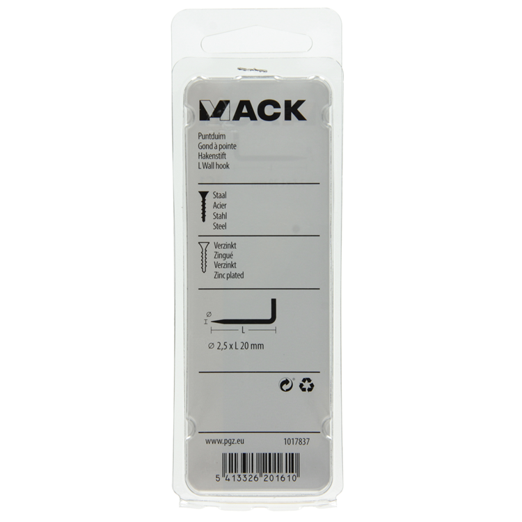 Afbeelding laden in galerijviewer, Mack 1017837 - puntduim staal verzinkt 22 st 2,5 x 20 mm | 10 stuks