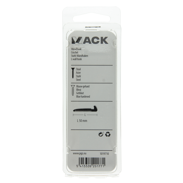 Afbeelding laden in galerijviewer, Mack 1019710 - wandhaak staal blauw gehard 6 st 50 mm | 10 stuks
