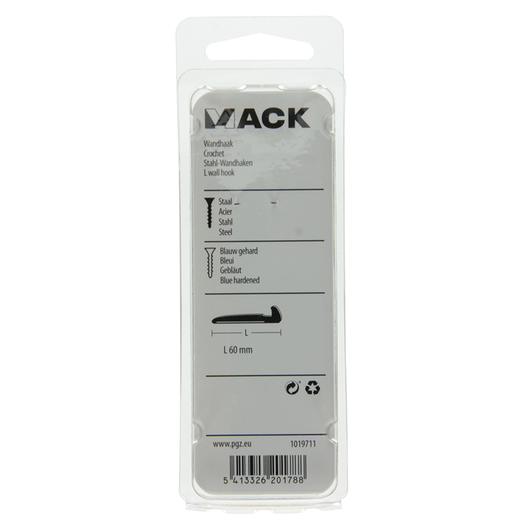Afbeelding laden in galerijviewer, Mack 1019711 - wandhaak staal blauw gehard 5 st 60 mm | 10 stuks