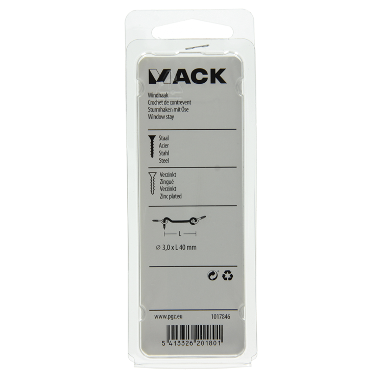 Afbeelding laden in galerijviewer, Mack 1017846 - windhaak staal verzinkt 2 st 3,0 x 40 mm | 10 stuks