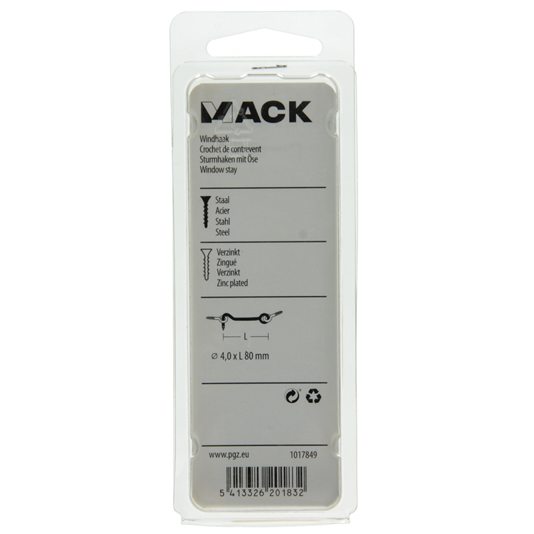 Afbeelding laden in galerijviewer, Mack 1017849 - windhaak staal verzinkt 2 st 4,0 x 80 mm | 5 stuks