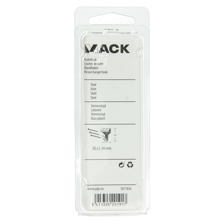Afbeelding laden in galerijviewer, Mack 1017856 - kaderhaak staal vermessingd 4st 30 x 34 mm | 5 stuks
