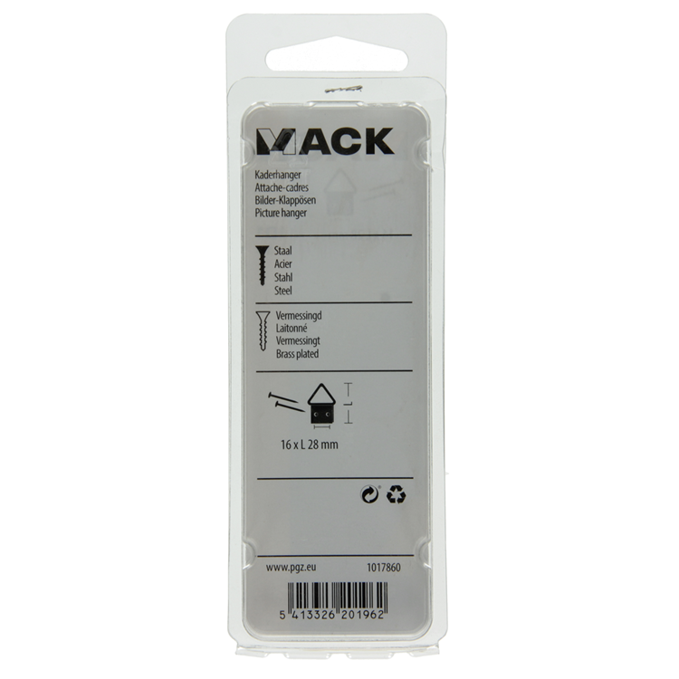 Afbeelding laden in galerijviewer, Mack 1017860 - kaderhanger staal vermessingd 5 st 16 x 28 mm | 10 stuks