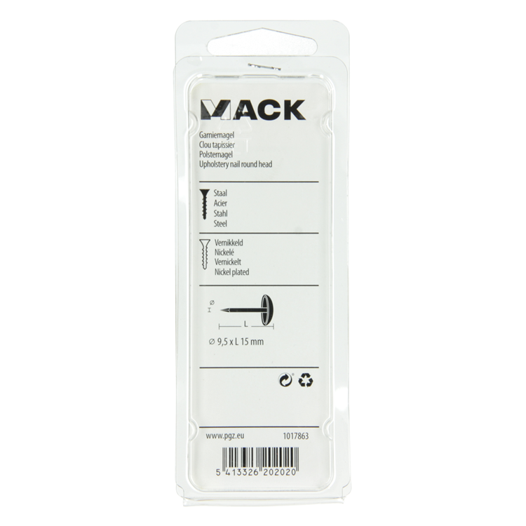 Afbeelding laden in galerijviewer, Mack 1017863 - garniernagel staal vernikkeld 40 st 9,5 x 15 mm | 10 stuks