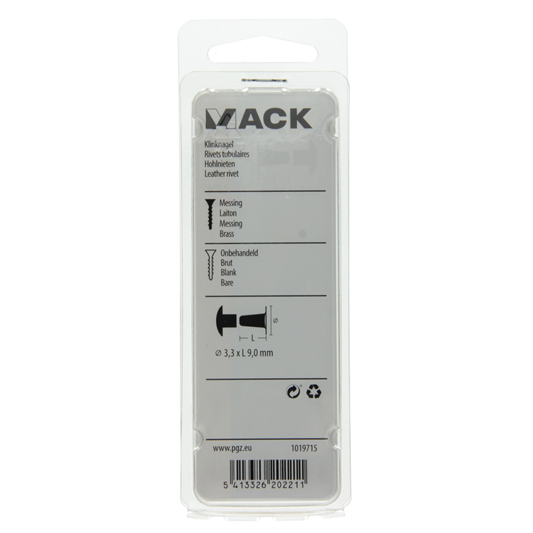 Afbeelding laden in galerijviewer, Mack 1019715 - klinknagel messing 10 st 3,3 x 9,0mm | 10 stuks