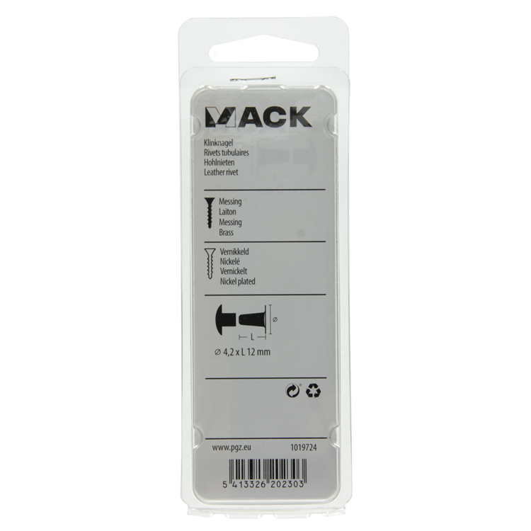 Afbeelding laden in galerijviewer, Mack 1019724 - klinknagel messing vernikkeld 5 st 4,2 x 12 mm | 10 stuks