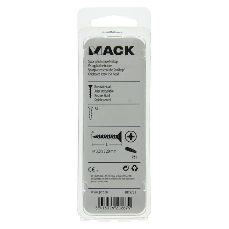 Afbeelding laden in galerijviewer, Mack 1019731 - spaanplaatschroef vz kop rvs 27 st 3,0 x 20 mm | 10 stuks
