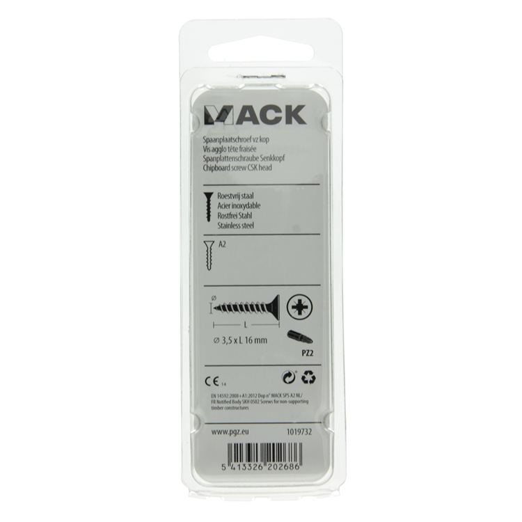 Afbeelding laden in galerijviewer, Mack 1019732 - spaanplaatschroef vz kop rvs 24 st 3,5 x 16 mm | 10 stuks