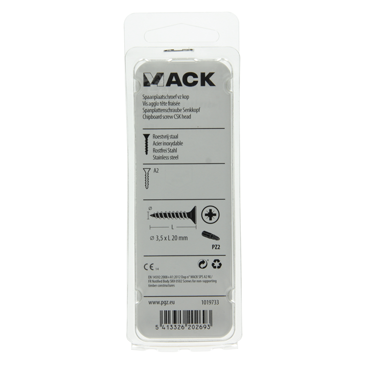 Afbeelding laden in galerijviewer, Mack 1019733 - spaanplaatschroef vz kop rvs 21 st 3,5 x 20 mm | 10 stuks