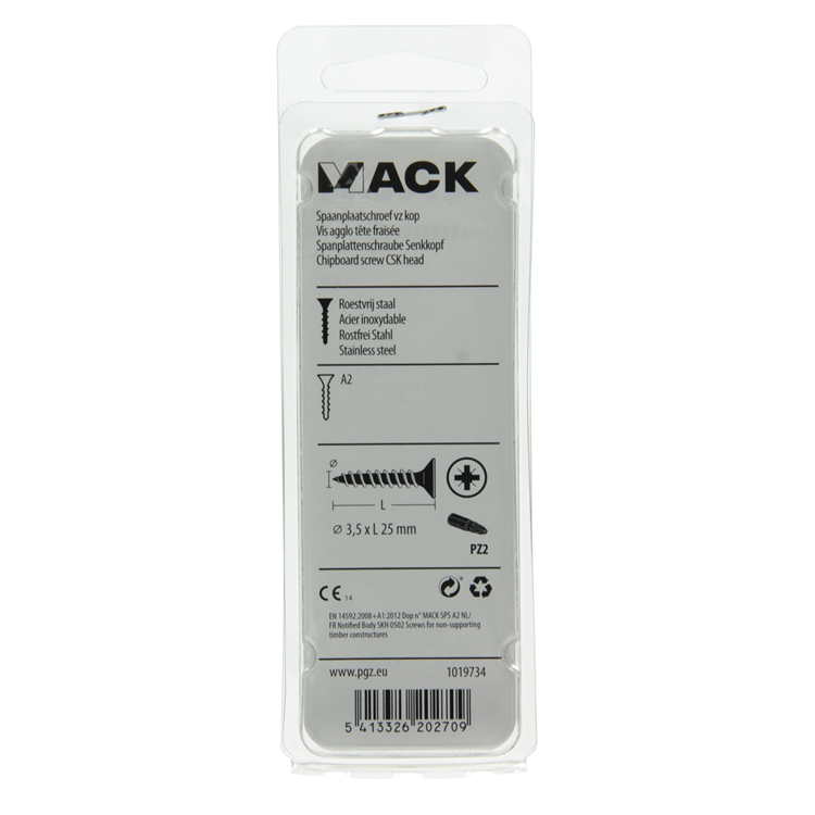 Afbeelding laden in galerijviewer, Mack 1019734 - spaanplaatschroef vz kop rvs 18 st 3,5 x 25 mm | 10 stuks