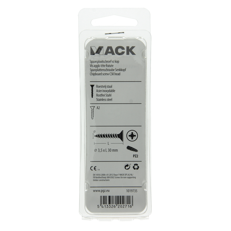 Afbeelding laden in galerijviewer, Mack 1019735 - spaanplaatschroef vz kop rvs 16 st 3,5 x 30 mm | 10 stuks