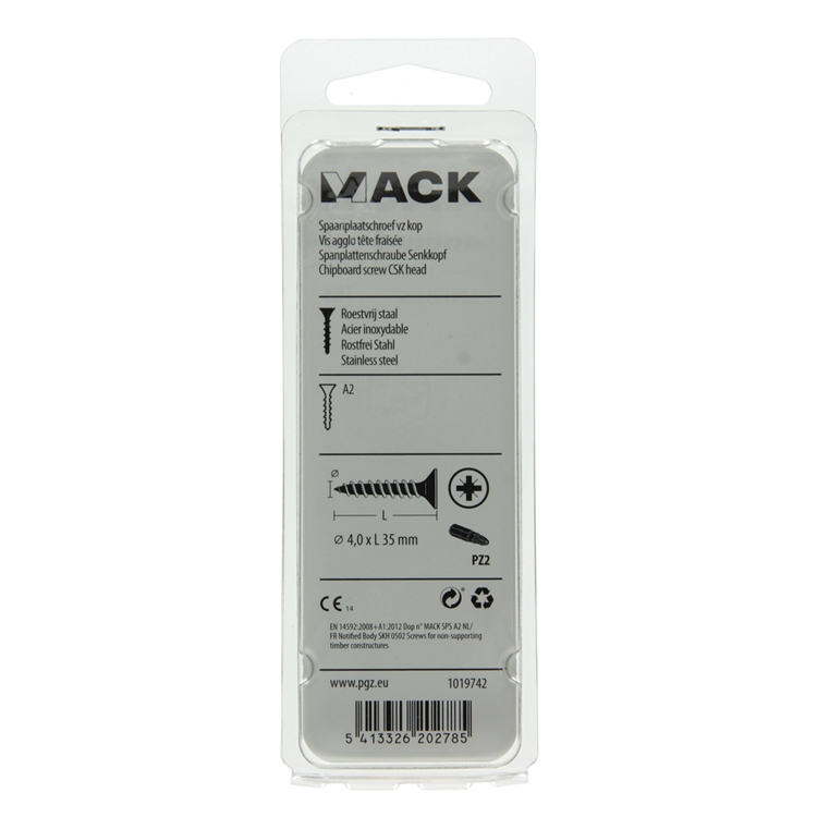 Afbeelding laden in galerijviewer, Mack 1019742 - spaanplaatschroef vz kop rvs 11 st 4,0 x 35 mm | 10 stuks