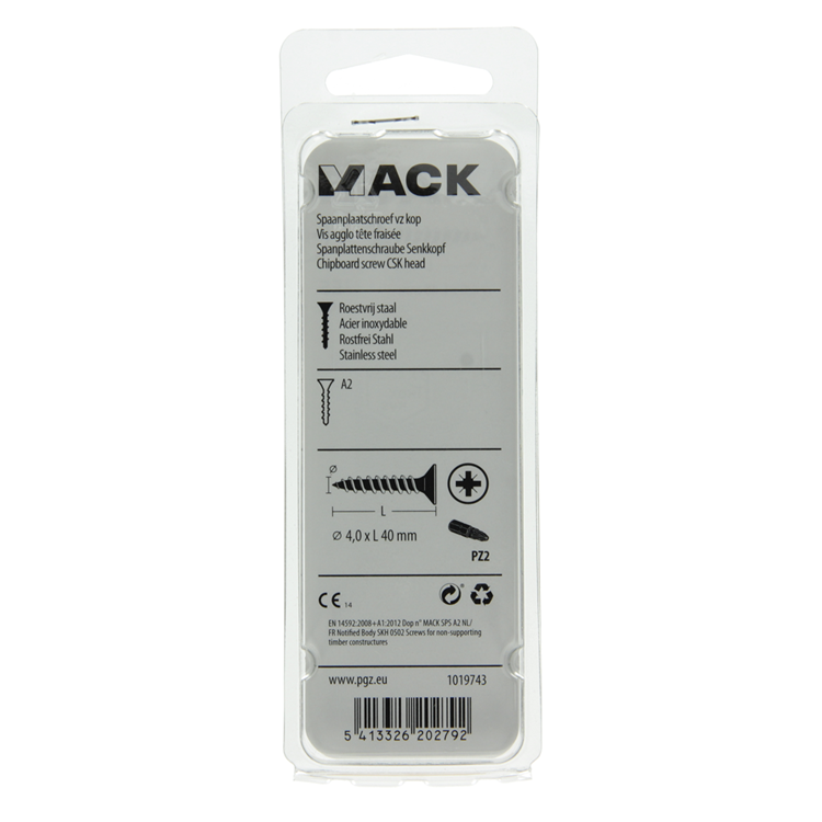 Afbeelding laden in galerijviewer, Mack 1019743 - spaanplaatschroef vz kop rvs 10 st 4,0 x 40 mm | 10 stuks