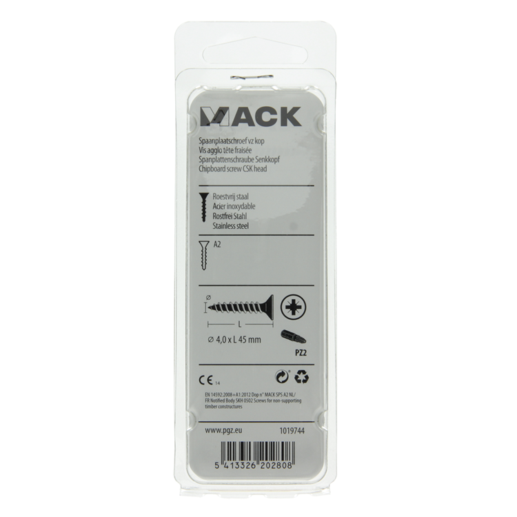 Afbeelding laden in galerijviewer, Mack 1019744 - spaanplaatschroef vz kop rvs 9 st 4,0 x 45 mm | 10 stuks