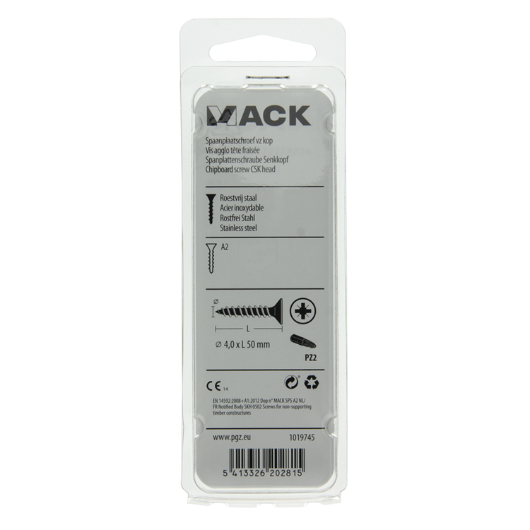 Afbeelding laden in galerijviewer, Mack 1019745 - spaanplaatschroef vz kop rvs 8 st 4,0 x 50 mm | 10 stuks